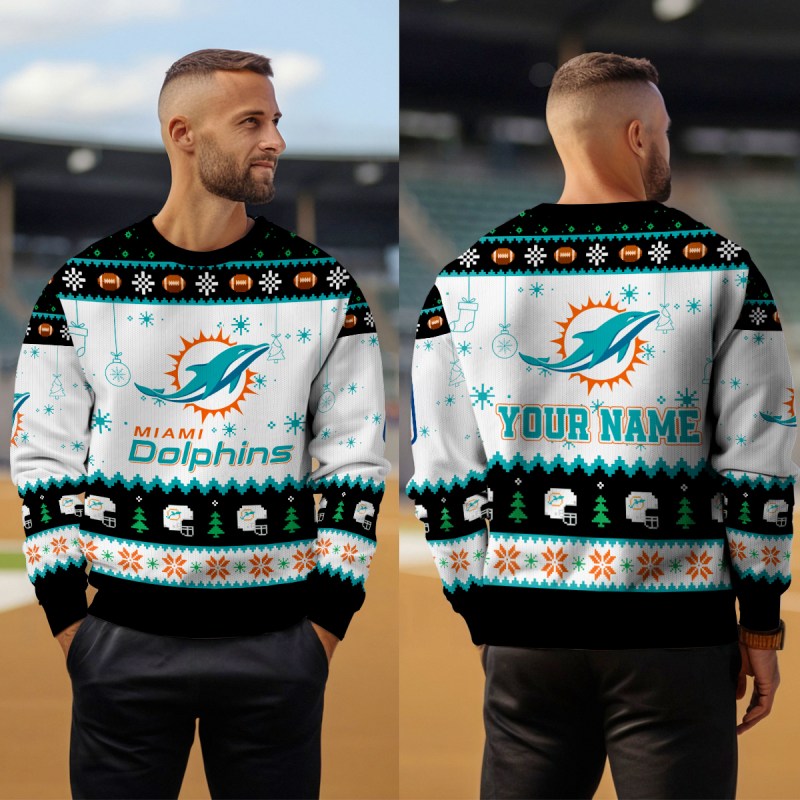 Miami Dolphins Ugly Christmas Sweater Outdoor