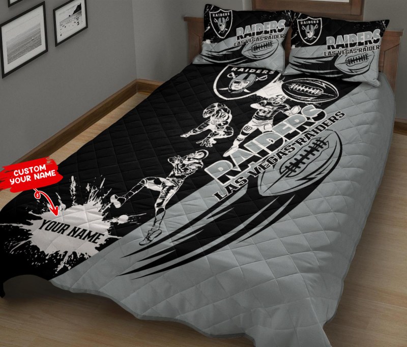 Las Vegas Raiders Personalized Quilt Set Detail