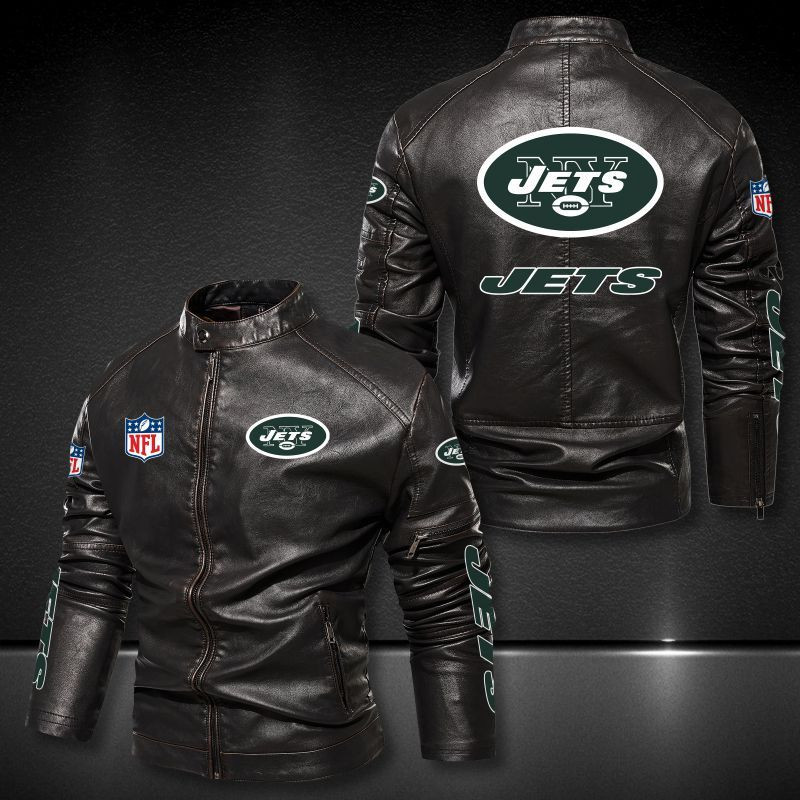 New York Jets Stand-up Collar Leather Jacket