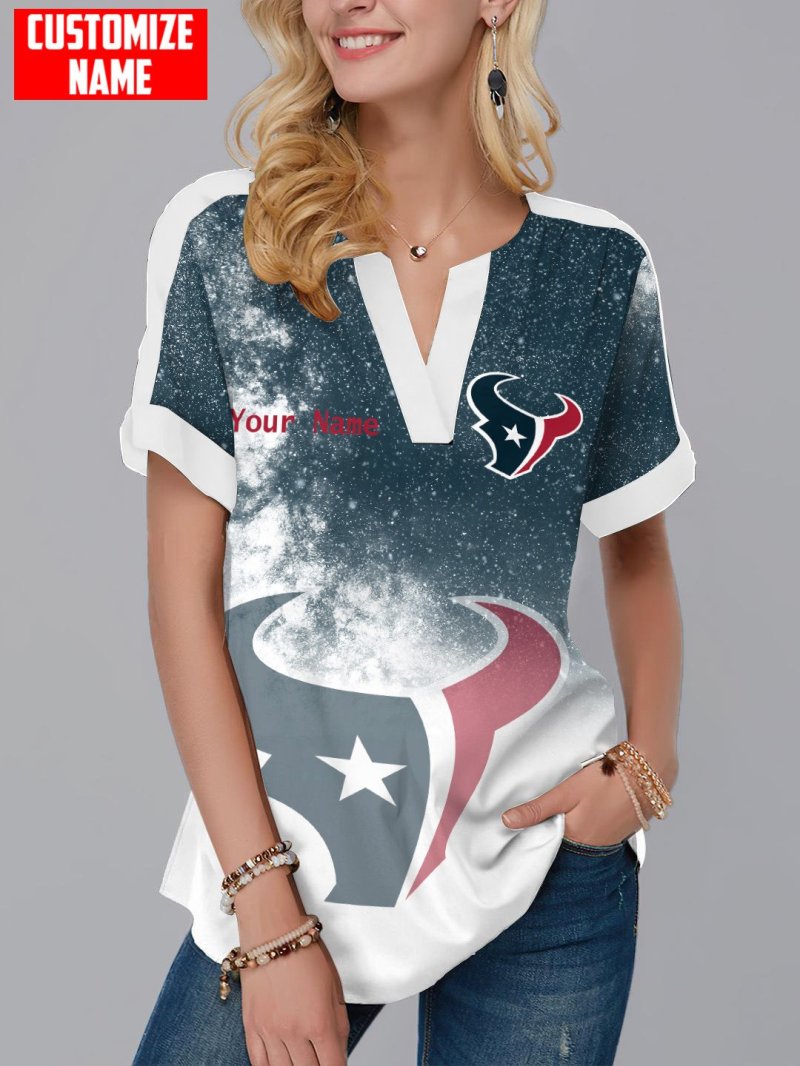 Houston Texans Personalized Fashion Short Sleeve V-Neck Shirt