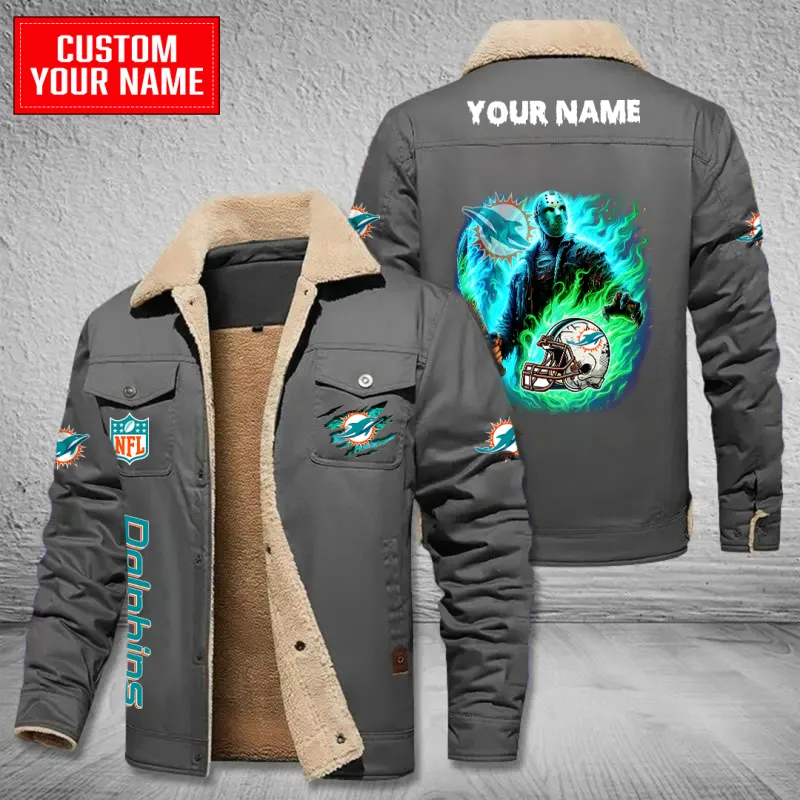 Miami Dolphins Bomber Jacket Gray
