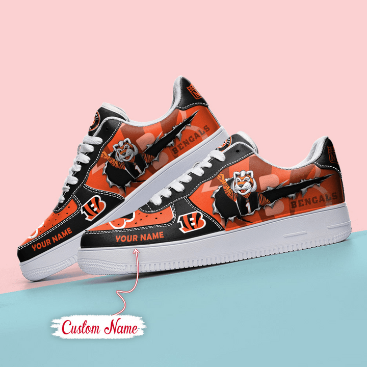 NFL Cincinnati Bengals Custom Name Air Force 1 Sneaker Image 4