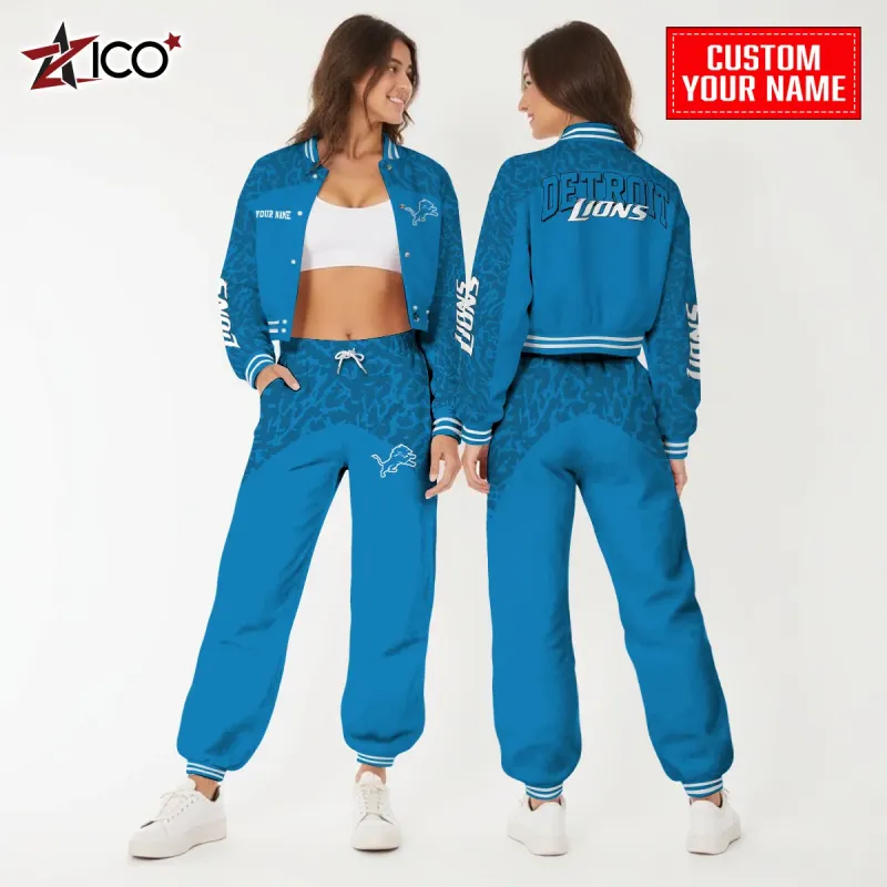 Detroit Lions Combo Crop Varsity Jacket and Sweatpants - Image 4