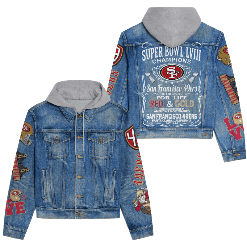 San Francisco 49ers Premium Hooded Denim Jacket Image 1