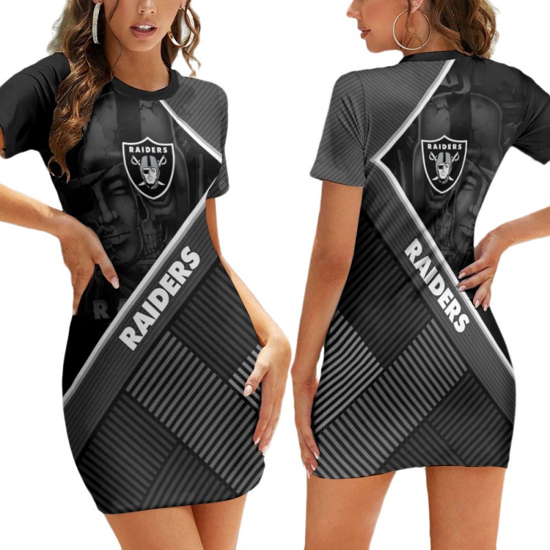 Las Vegas Raiders Casual Short Sleeve Bodycon Mini Dress