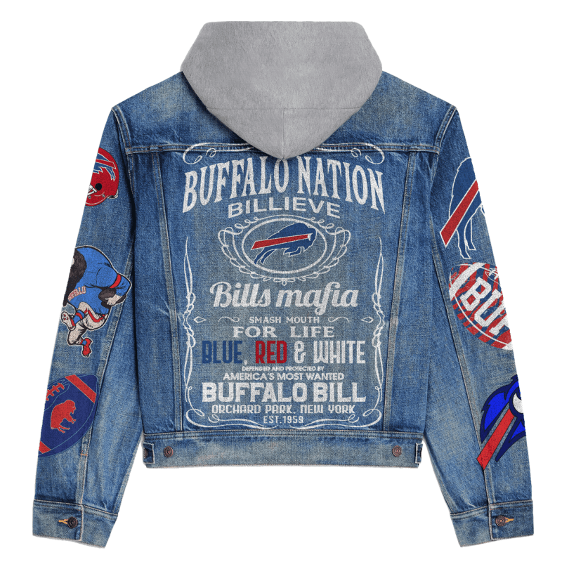 Buffalo Bills Premium Hooded Denim Jacket - Back View