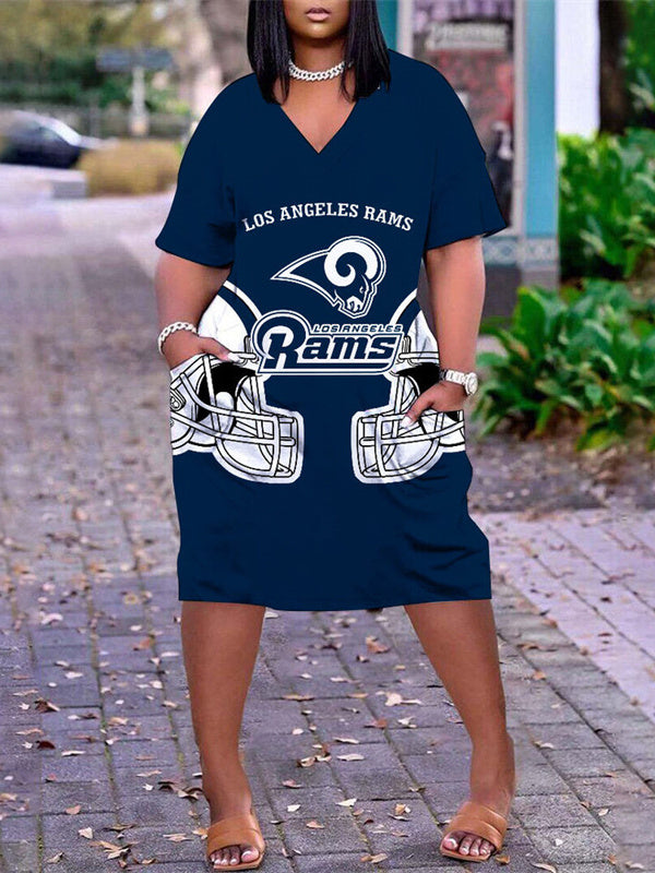 Los Angeles Rams V-neck Casual Pocket Dress