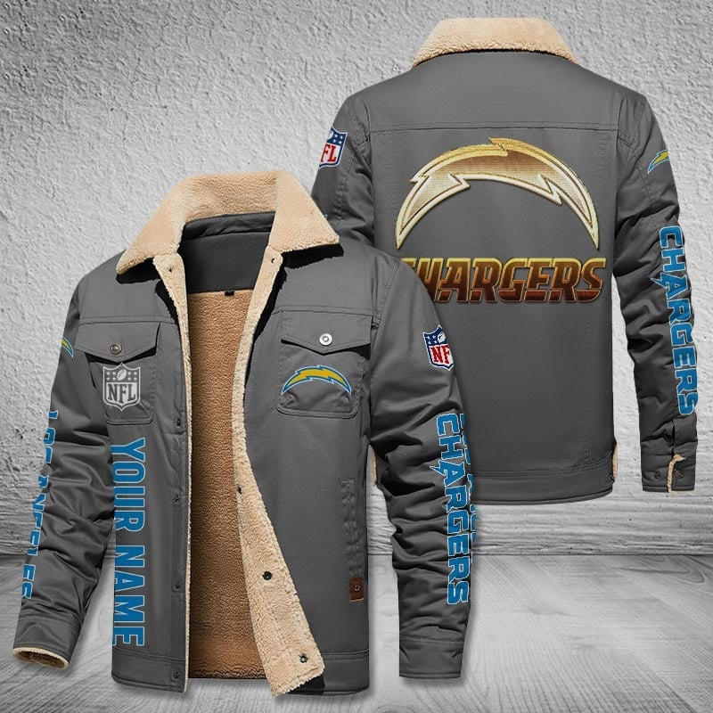 Los Angeles Chargers Winter Fleece Bomber Jacket Image 3