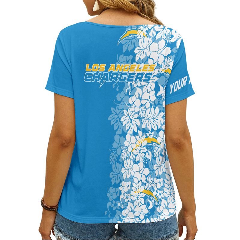 Girls Los Angeles Chargers V-neck T-shirt