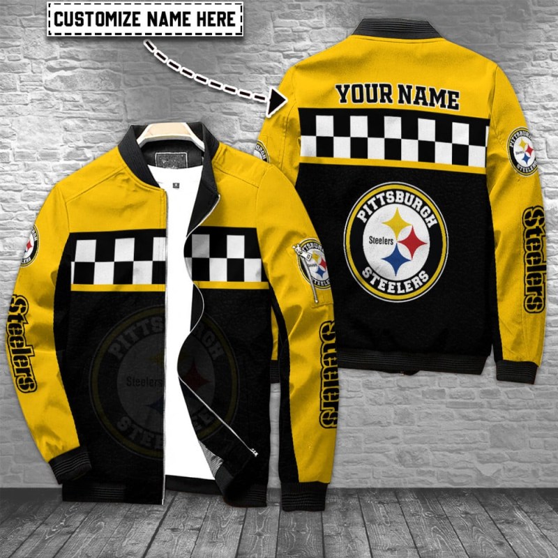 Pittsburgh Steelers Personalized Bomber Jacket Front View