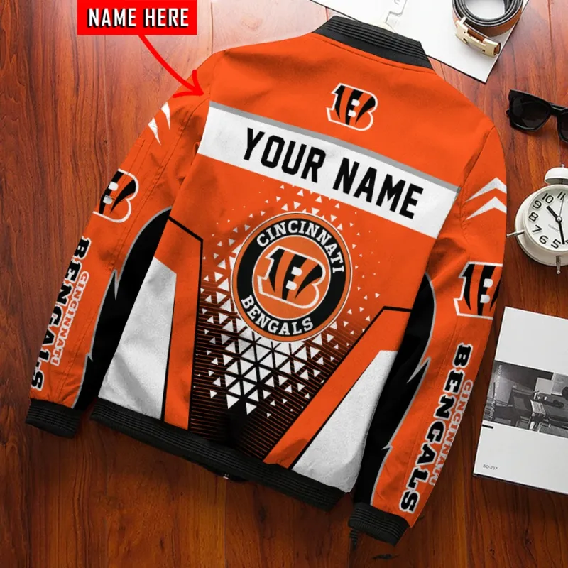Cincinnati Bengals Personalized Bomber Jacket Side View