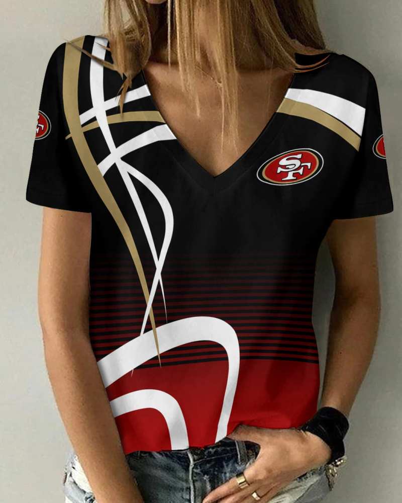San Francisco 49ers Women V-neck T-shirt
