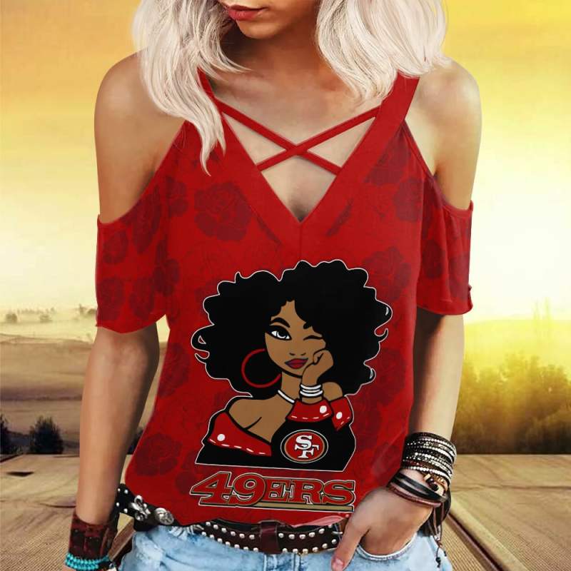 San Francisco 49ers Miss Hollow Out Blouse Shirt