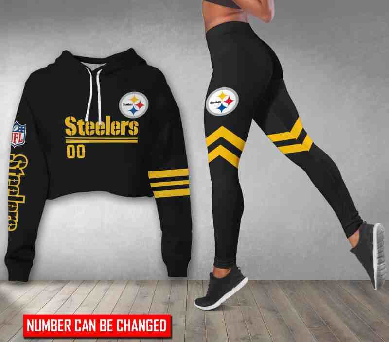 Pittsburgh Steelers Croptop Hoodie and Leggings