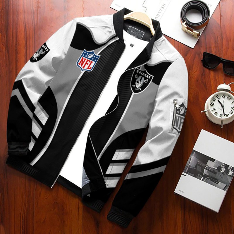 Las Vegas Raiders Bomber Jacket Front View