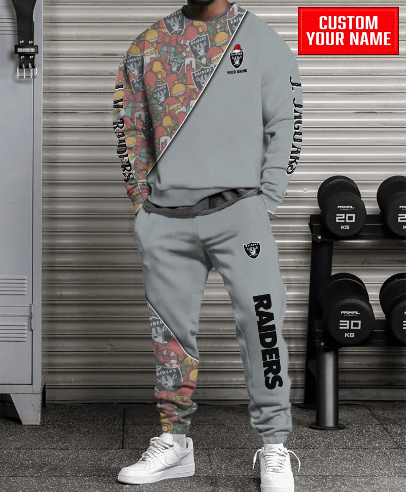 Las Vegas Raiders Christmas Pattern Unisex Combo Sweatshirt and Sweatpants