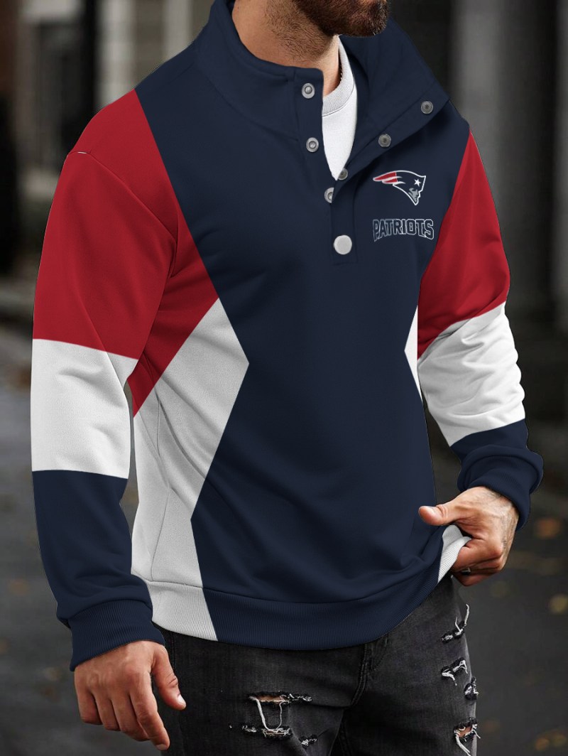 New England Patriots Casual Colorful Stand Collar Sweatshirt