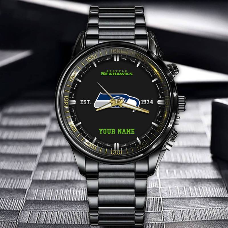Seattle Seahawks Black Fashion Watch Side View