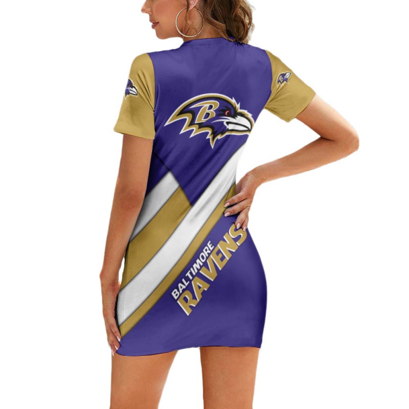 Baltimore Ravens Short Sleeve Bodycon Mini Dress