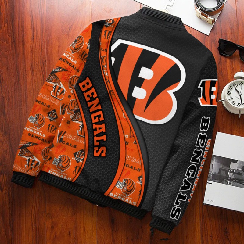 Cincinnati Bengals Personalized Bomber Jacket Back View