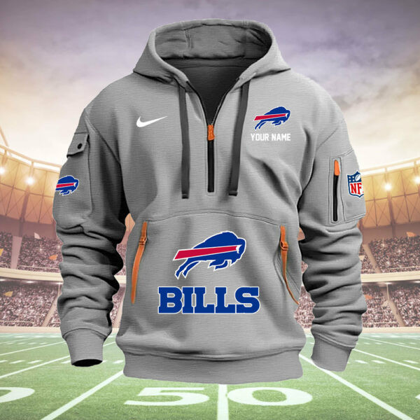 Buffalo Bills New Personalized Quarter Zip Hoodie - Image 8