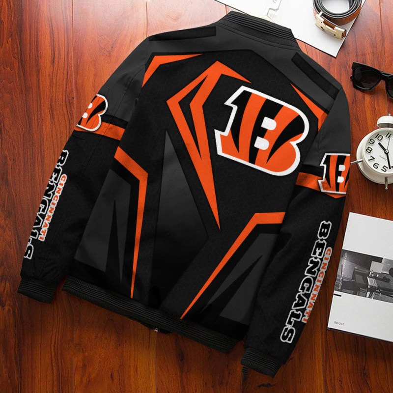Cincinnati Bengals Personalized Bomber Jacket Back