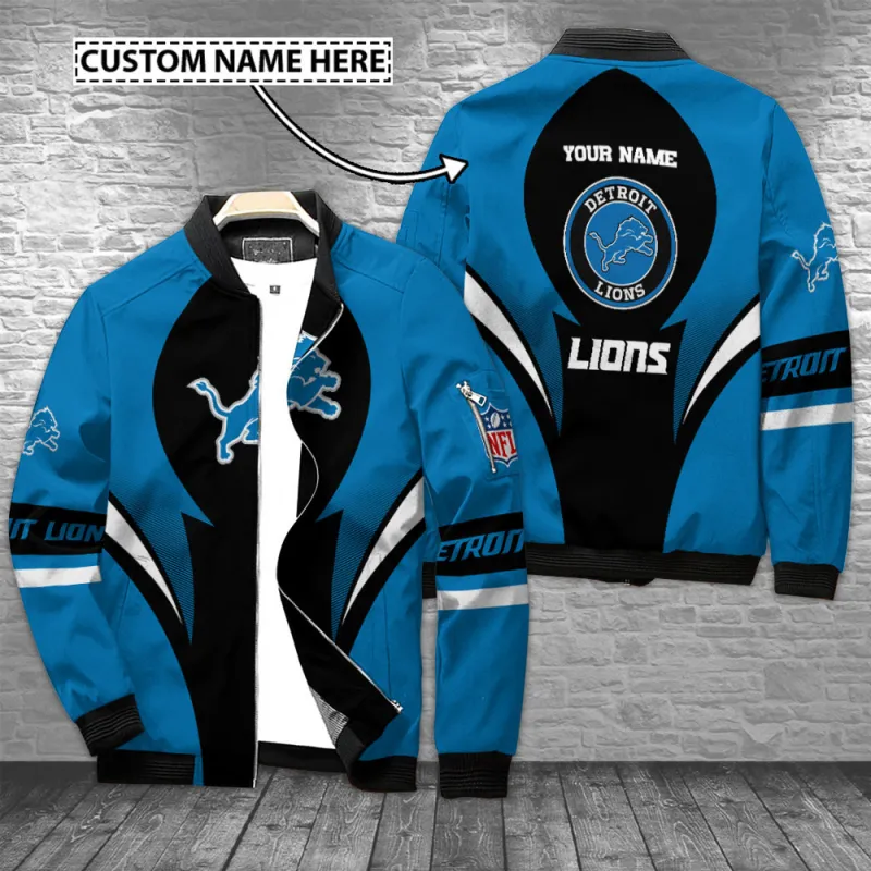 Detroit Lions Personalized Bomber Jacket Front