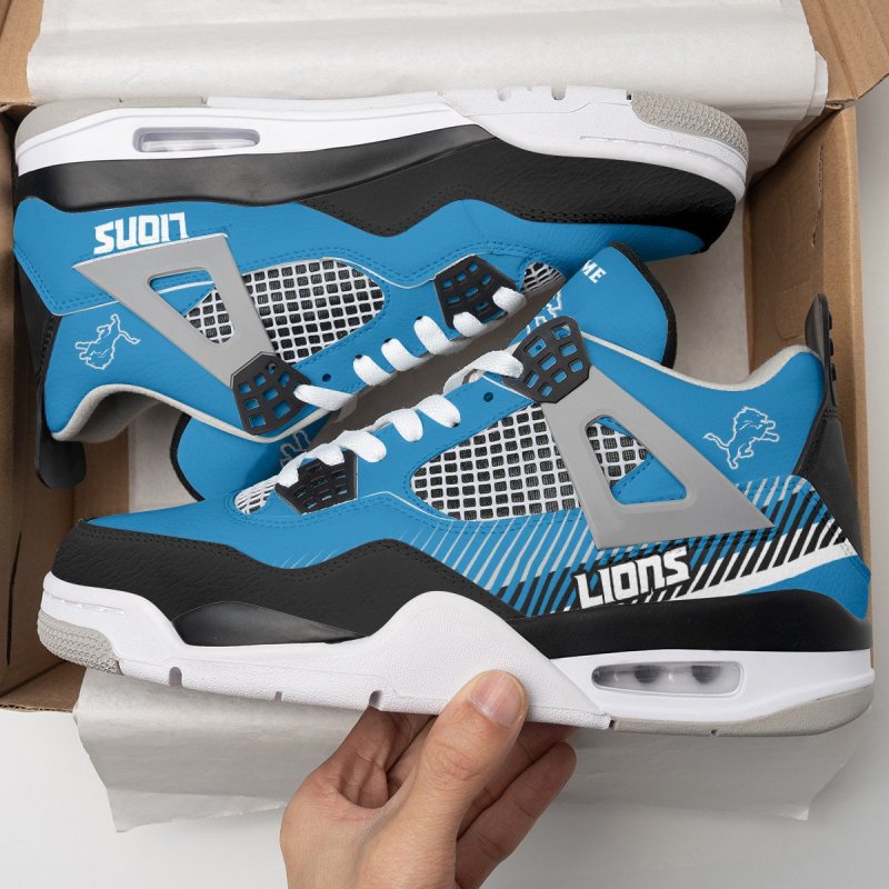 Detroit Lions Personalized AJ4 Sneaker Image 3