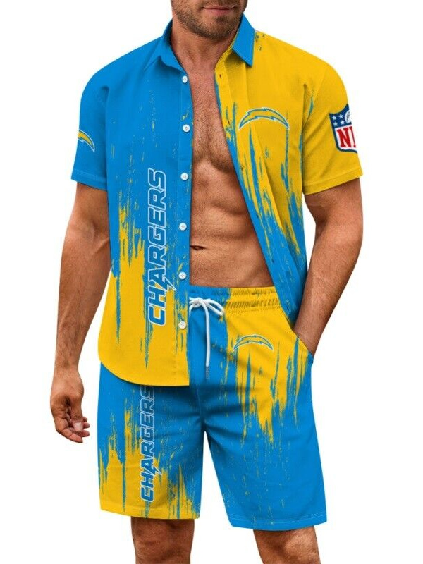 Los Angeles Chargers Hawaiian Shirt and Shorts