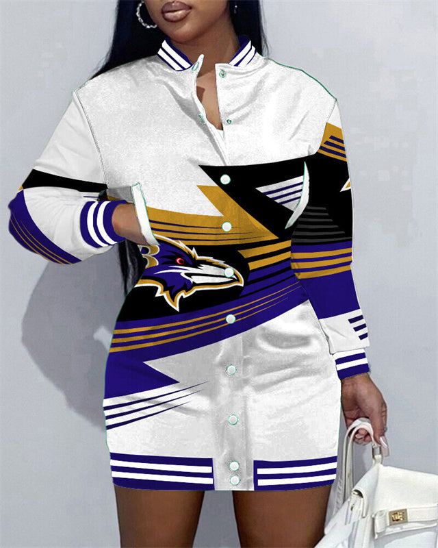 Baltimore Ravens Women Button Down Jacket Dress