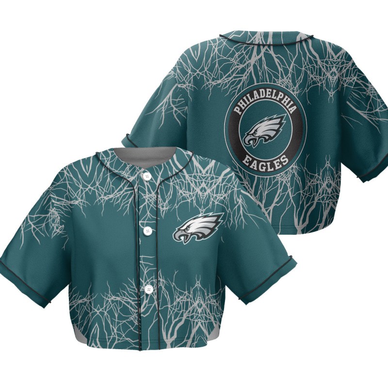 Philadelphia Eagles Crop Top Baseball Jersey