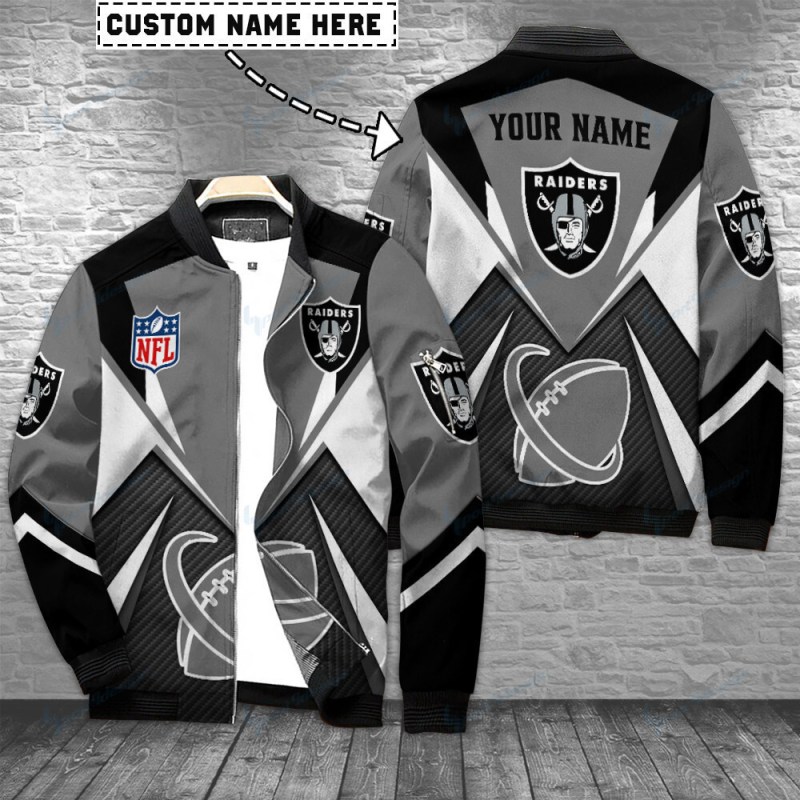 Las Vegas Raiders Personalized Bomber Jacket Front