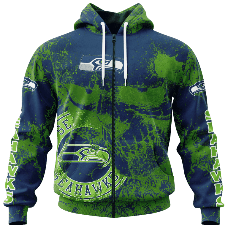 Seattle Seahawks Personalized Ugly Christmas Sweater Back View
