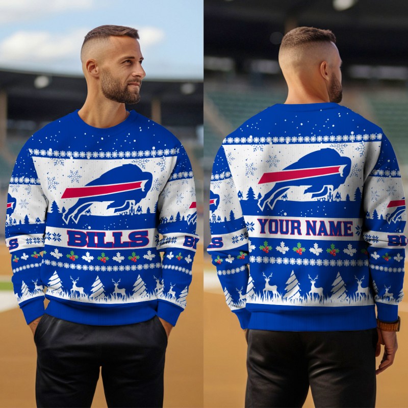 Buffalo Bills Ugly Christmas Sweater Outdoor Angle 3