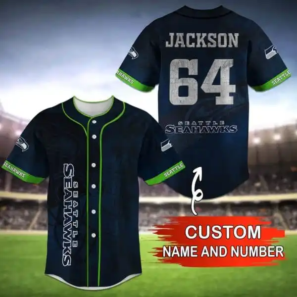 Seattle Seahawks Personalized Baseball Jersey