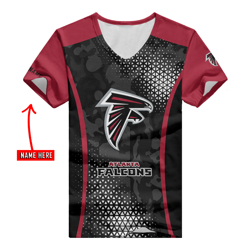 Atlanta Falcons Personalized V-neck Women T-shirt - Side View