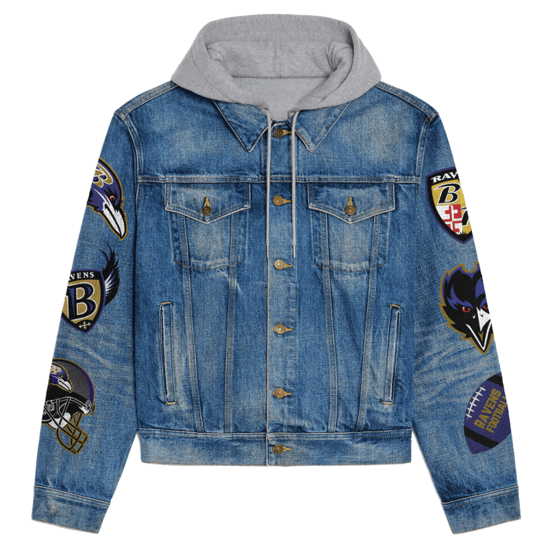Baltimore Ravens Premium Hooded Denim Jacket Side View