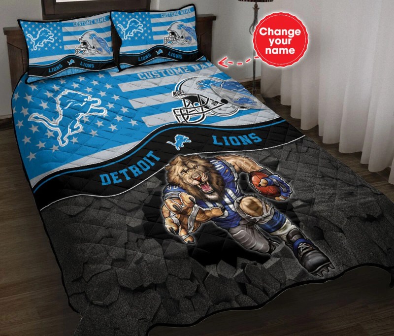 Detroit Lions Personalized Quilt Set BG11