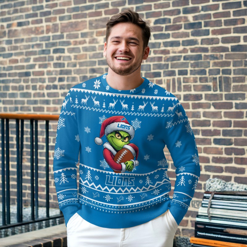 Detroit Lions Ugly Christmas Sweater Outdoor View 2