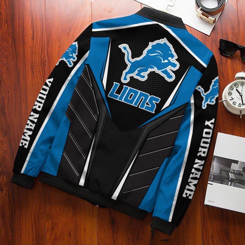 Detroit Lions Personalized Bomber Jacket Image