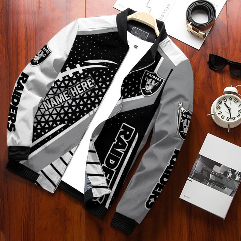Las Vegas Raiders Personalized Bomber Jacket Back