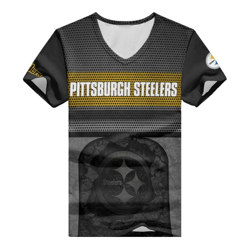 Pittsburgh Steelers V-neck Women T-shirt - Back View