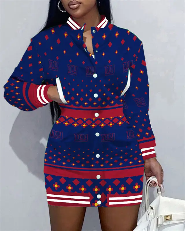 New York Giants Women's Button Down Jacket Dress