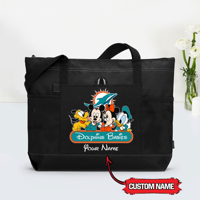 Miami Dolphins Personalized Babies Tote Bag Black