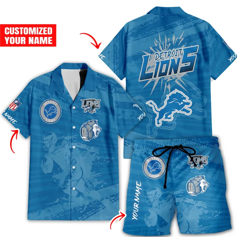 Detroit Lions Hawaiian Shirt Image 1