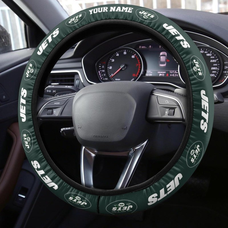 New York Jets Personalized Steering Wheel Cover Detail