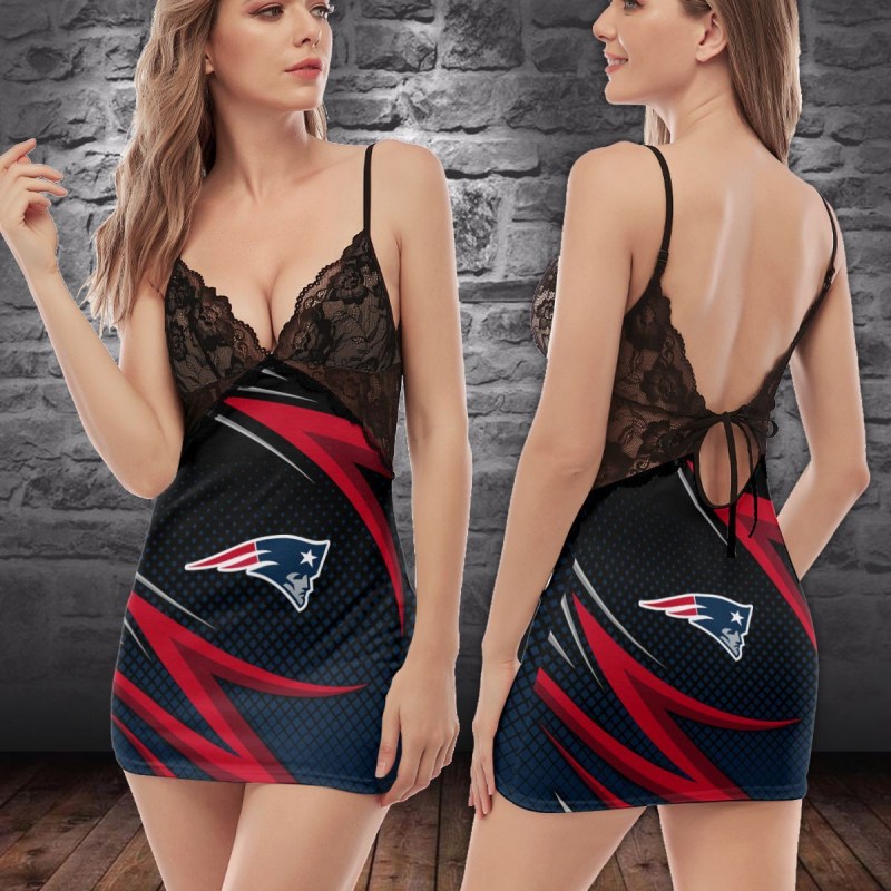 New England Patriots Lace Back Strap Slip Dress