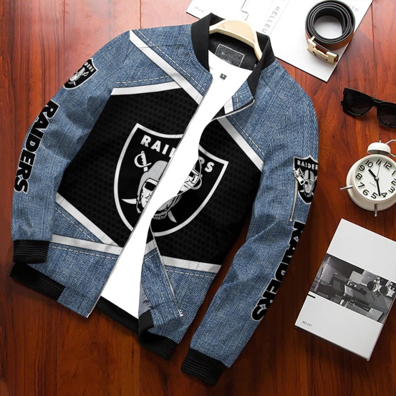 Las Vegas Raiders Personalized Bomber Jacket - Back View