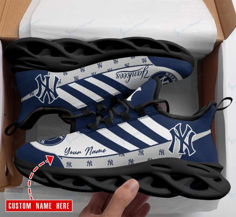 New York Yankees Personalized Yezy Running Sneakers Side View