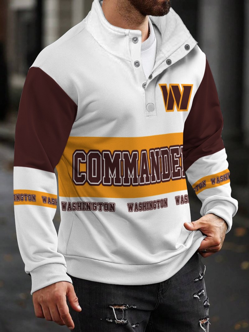 Washington Commanders Casual Colorful Stand Collar Sweatshirt